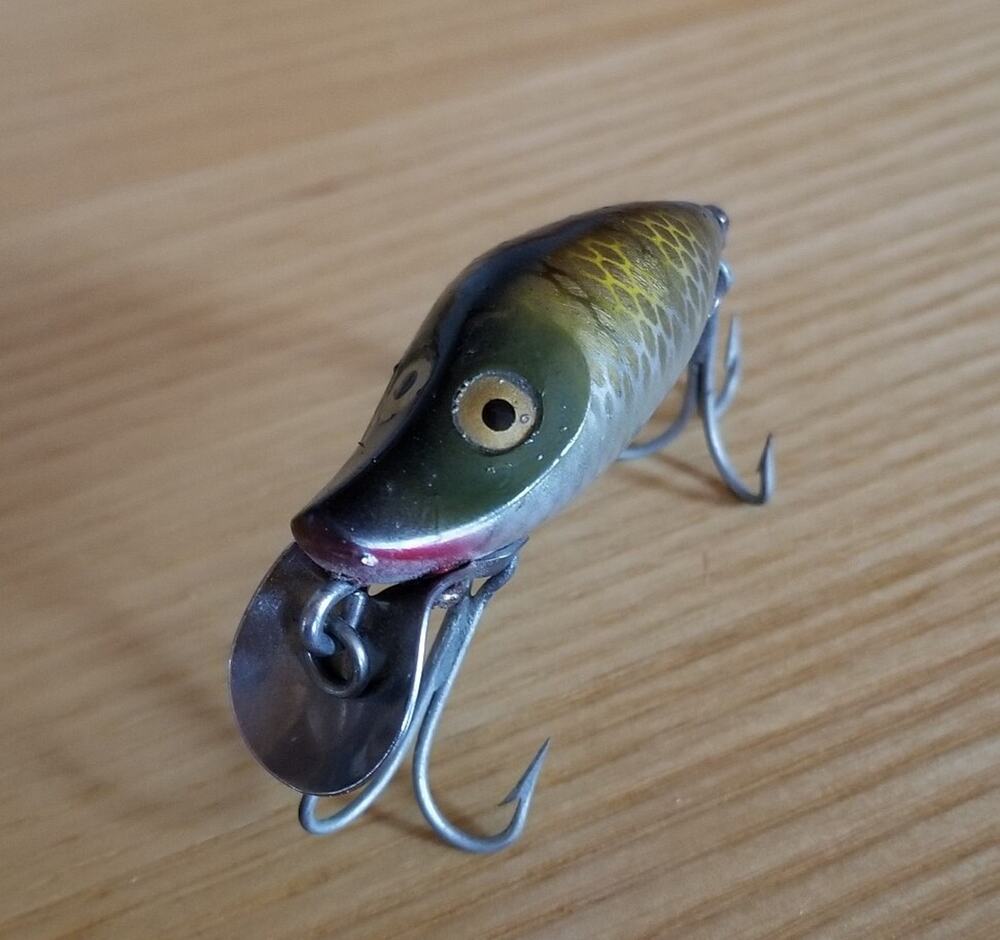 Heddon Midget River Runt Spook Sinker Fishing Lure Yellow Perch 9010 L Vintage
